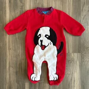 Vintage Little Big Dogs Baby Jumpsuit Onepiece 12-18M Full Dog Graphic Red RARE
